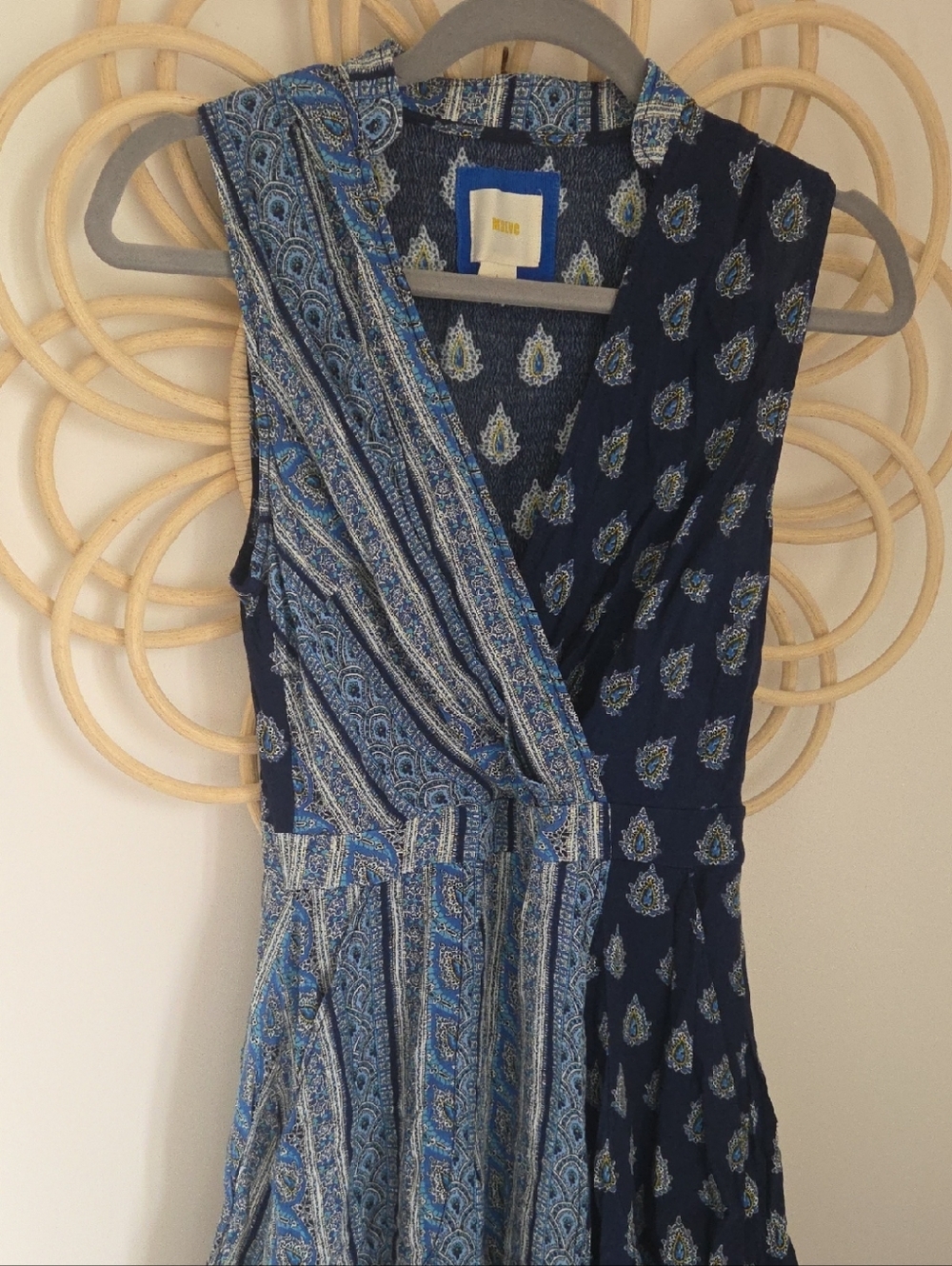 Maeve Navy and Blue Paisley Wrap Dress